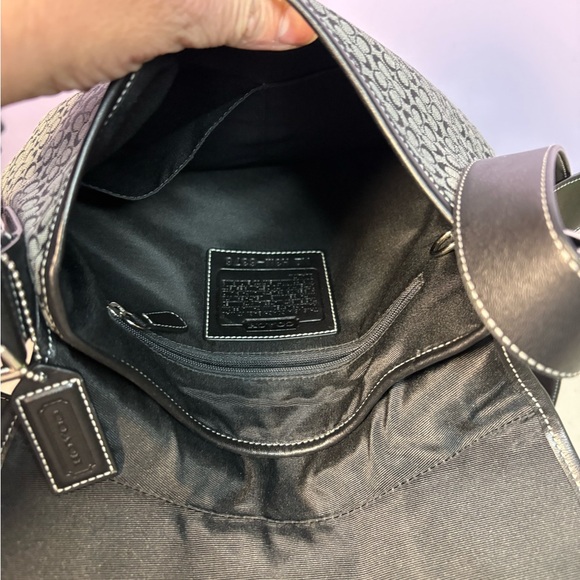 Coach 6376 Signature Mini C Canvas Black Flap Buckle Shoulder Bag Purse - Picture 10 of 12